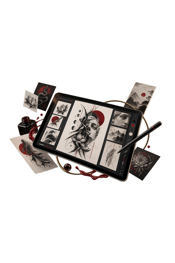 Mockup de design gráfico para tatuadores